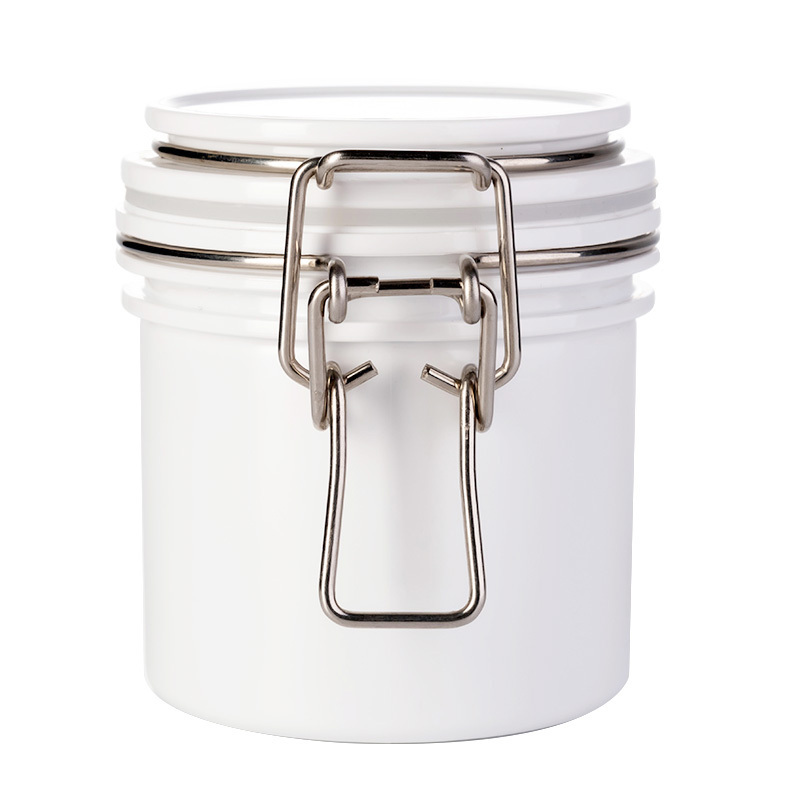 Wide Mouth Food Containers White 200ml Durable Plastic Jar with Airtight Metal Lock