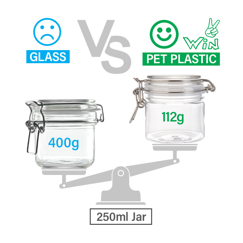 Wholesale Airtight Smellproof Honey PET Plastic Seal Pot Plastic Buckle Jar with Flip Top Lid