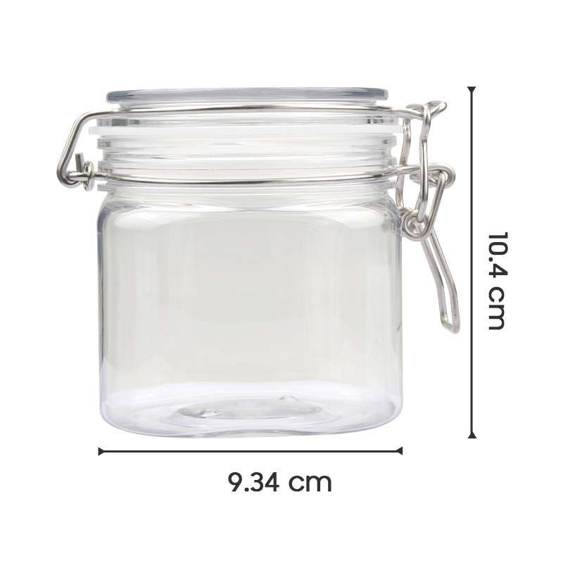 Cookie PET Jar Freshness Preservation 500ml Transparent Plastic PET Jar with Bamboo or Plastic Lid