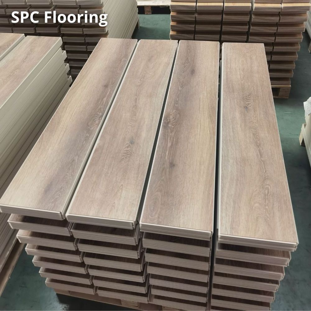 hot sale pvc vinyl plank tile in stock 4mm 8mm click stair rustic spc flooring for outdoor