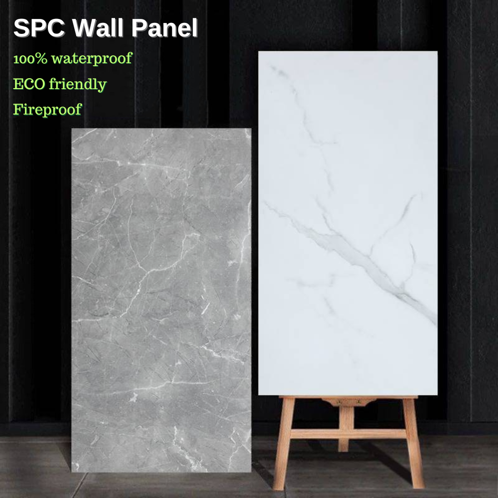 interior decorative bathroom shower waterproof 4mm 5mm click stone plastic composite pvc de marmol marble spc wall panel tile