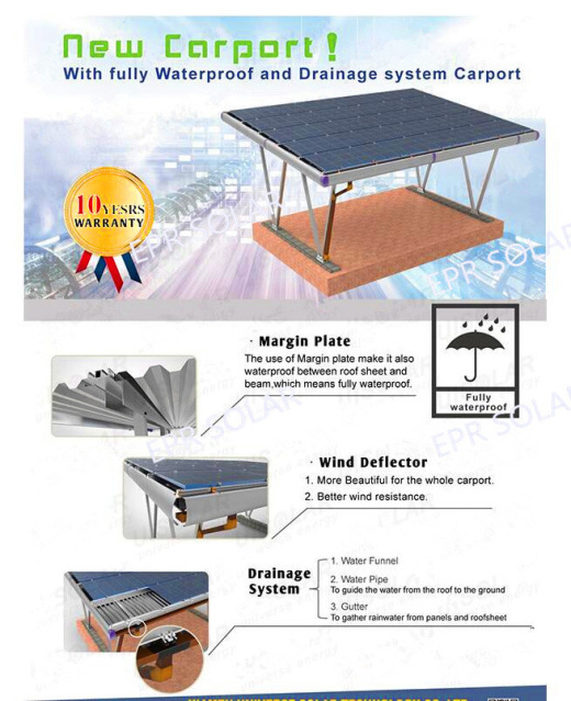 Waterproof solar mounting system for Carport