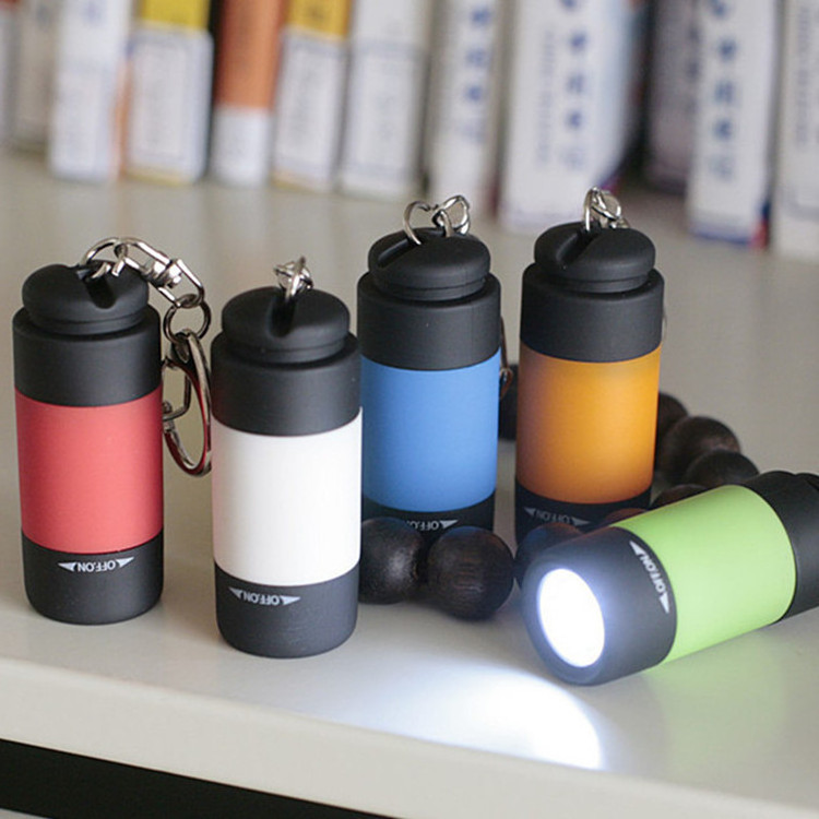 Giveaway Colorful Promotional Gift Flashlight Key Ring LED Torch USB Rechargeable Ultra Bright Mini Keychain Flashlight