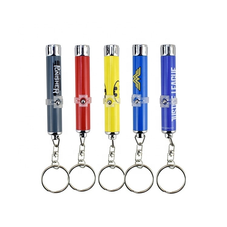 Hot selling promotional wholesale Laser pointer keychain with a LED,packed in a nice tin box