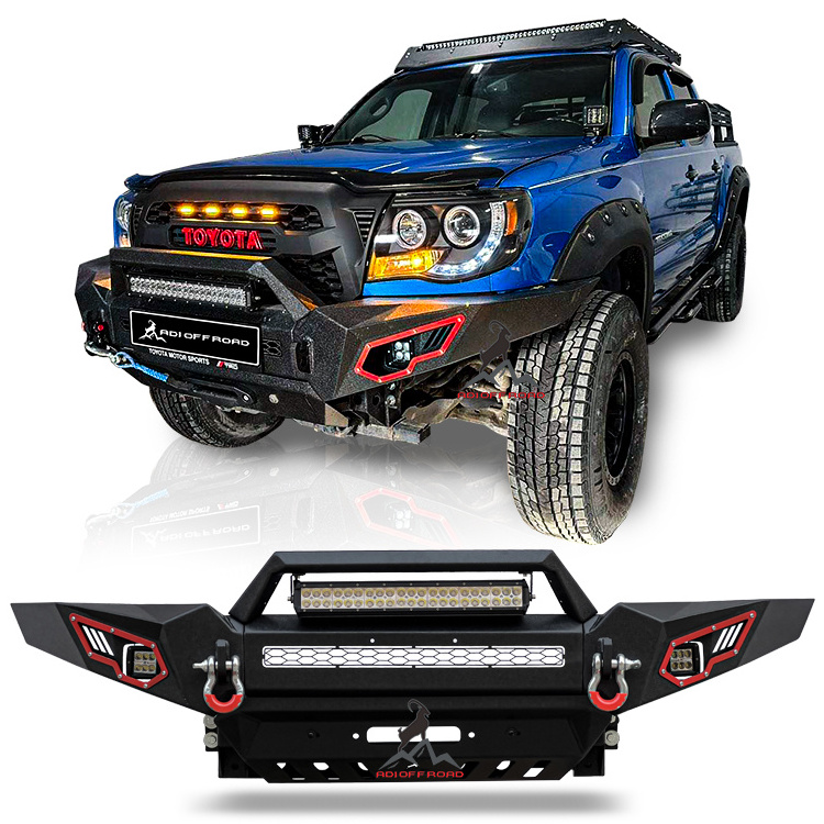 4x4 off road pickup BULL BARwith LED light shackle with winch moun front bumper rear bumper for -Toyota Tacoma 2005-2015