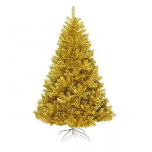 High Quality Custom Size Artificial Pvc Yellow Luxury Christmas Tree Autumn Color Pet Tinsel Gold Christmas Tree