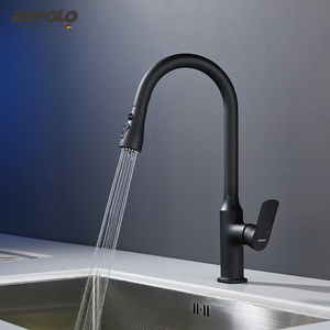 High Quality Kitchen Faucets Commercial Single Hole Solid Brass Matte Black Sink Pull Down Kitchen Faucet With Sprayer