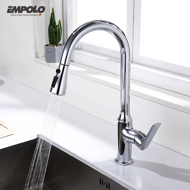 Faucets Factory flexible brass pull down chrome single handle sink mixer taps torneira cozinha pull out kitchen faucet