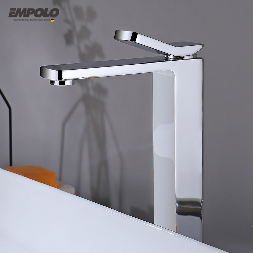 EMPOLO deck mounted single handle bathroom brass tall wash basin faucet mixer with ceramic cartridge