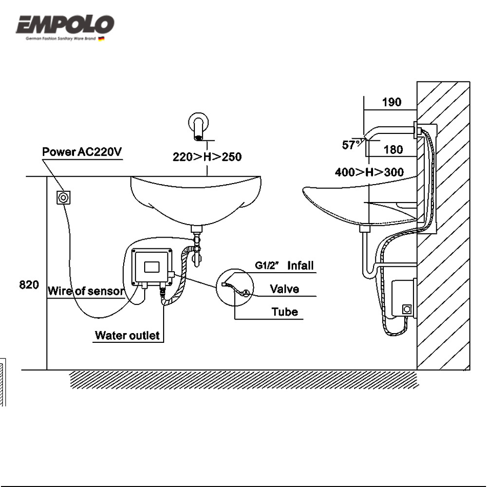 Wall Mounted Bathroom Infrared Cold Water Basin Tap With Motion Touchless Hand Wash Automatic Sensor Faucet