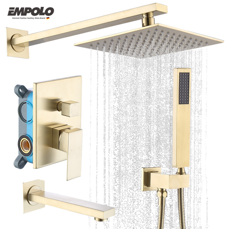 Modern Gold Bathroom Faucet Shower Set Waterfall Rainfall Hand Shower Spout Faucet With Mixer Faucets