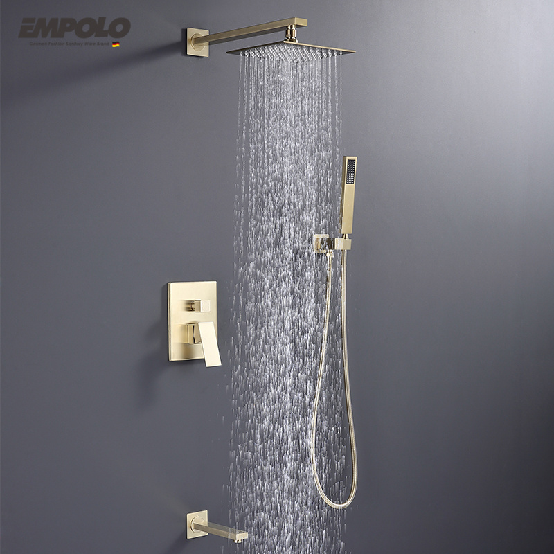 Modern Gold Bathroom Faucet Shower Set Waterfall Rainfall Hand Shower Spout Faucet With Mixer Faucets