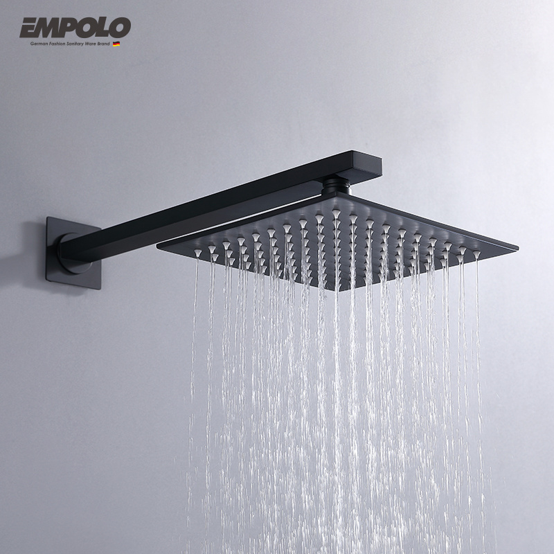 China Black Showerhead Set Concealed Rain Rainfall Bathroom Complete Wall Mounted Brass Water Tap Hot Bath Shower Faucet System