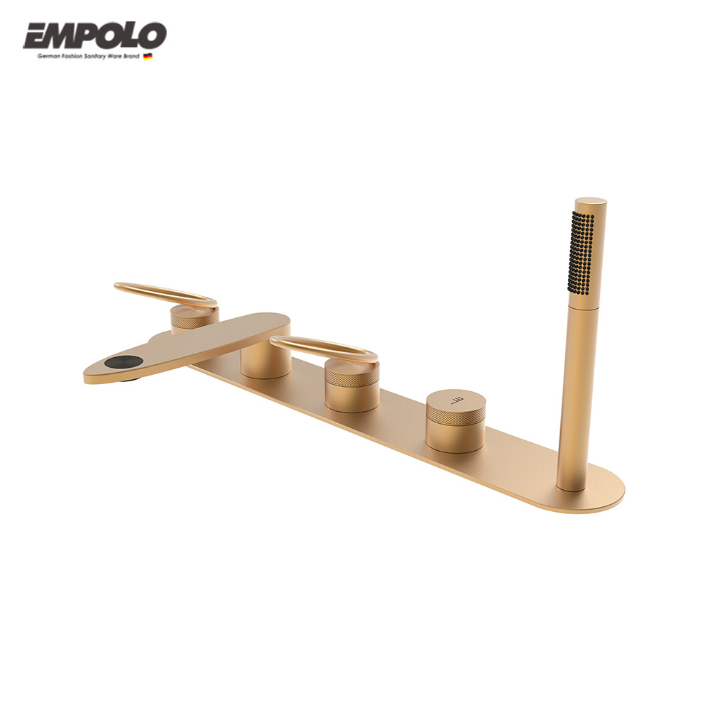 Empolo Gold Tub Mount Waterfall Spout Bathtub Tap New Bathroom Chrome Brass Waterfall Bathtub Shower Faucet Mixer Tap