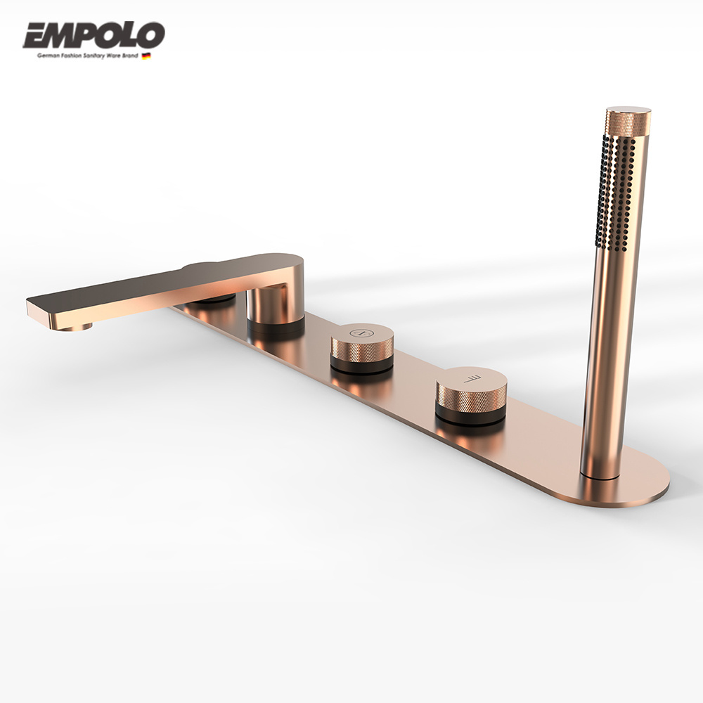 Empolo Hot Sale Two Functions Waterfall Deck Mounted Bathroom Bathtub Shower Faucet Set 5 Hole Tub And Shower Mixer Tap