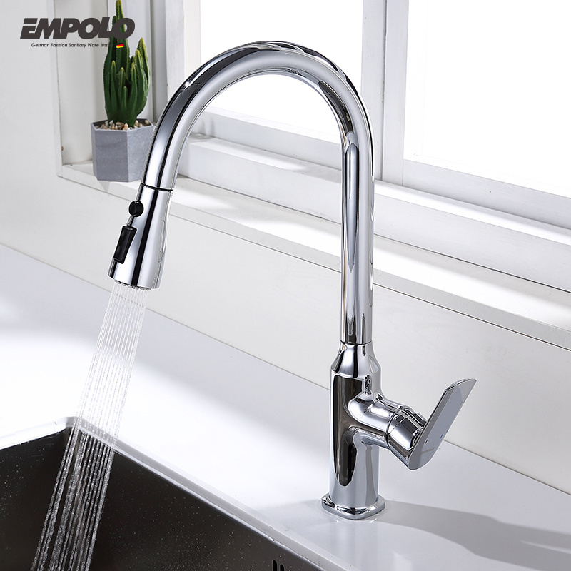 Kaiping Faucet Cold Brass Modern Design Solid Brass Taps Basin Faucets Pull Out Pull Down Designer Kitchen Faucet With Sprayer