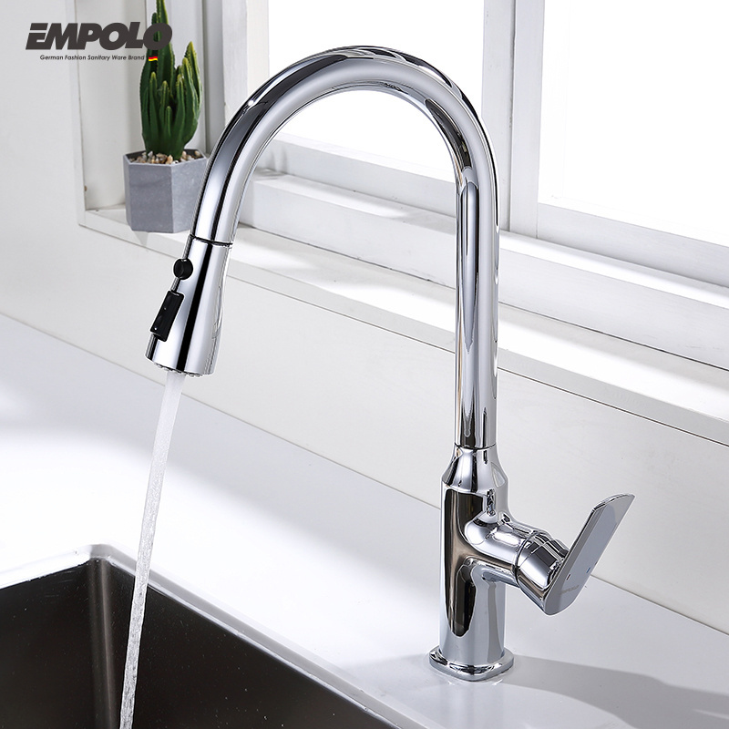 Kaiping Faucet Cold Brass Modern Design Solid Brass Taps Basin Faucets Pull Out Pull Down Designer Kitchen Faucet With Sprayer