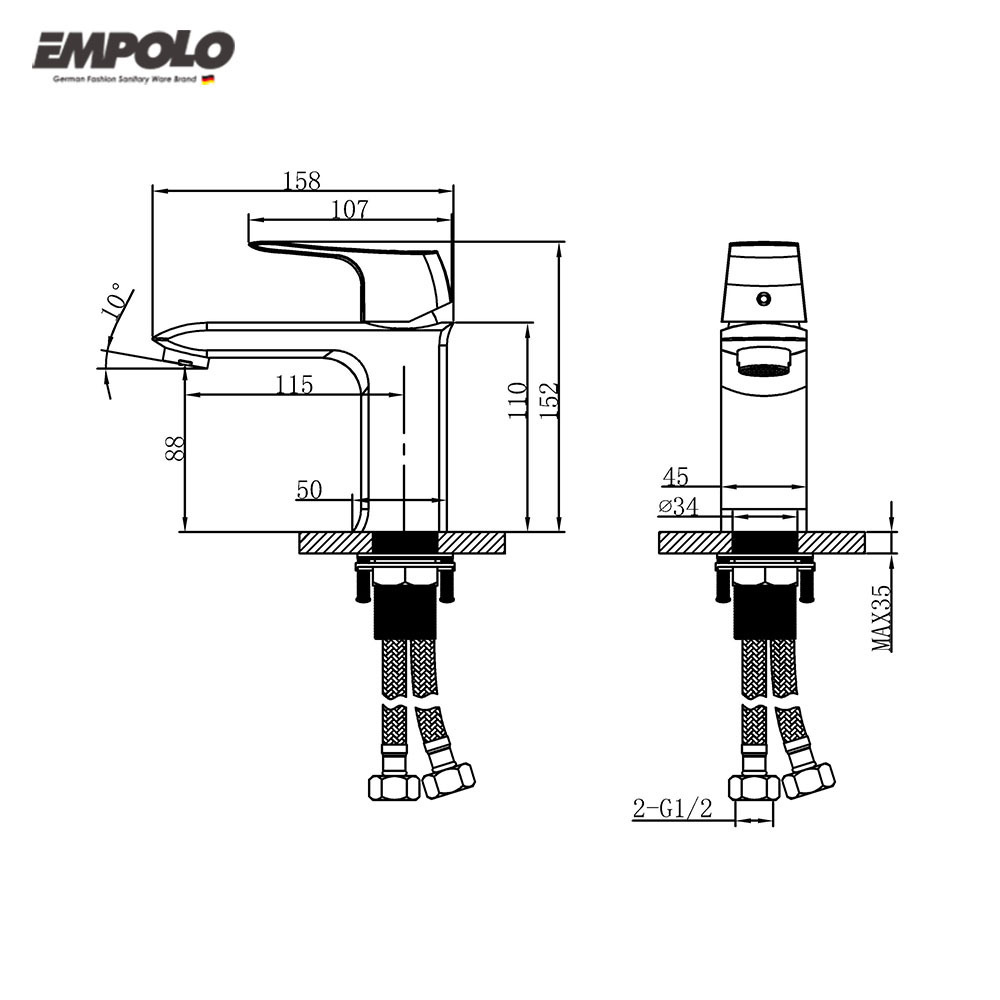 Empolo bathroom antique Watermark Cupc chrome brass lavatory faucet wash hand basin faucet