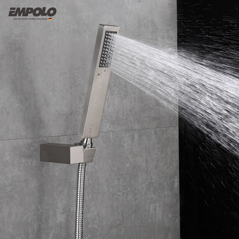 Empolo High Quality Italian Luxury Concealed Bathroom Head Shower Set Mixer Brushed Rain Shower Set