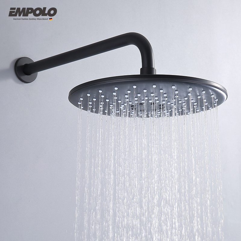 Modern Cupc Wall Mounted Concealed Rainfall Shower Head Black Shower Faucet Mixer Kit Bathroom Shower Set System