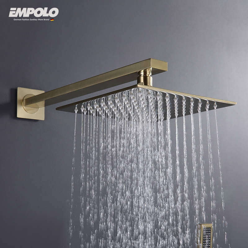 Bathrooms Complete Brass Wall Shower Mounted Gold Hotel Rain Shower 8/10/12 Inch Black Gold Shower