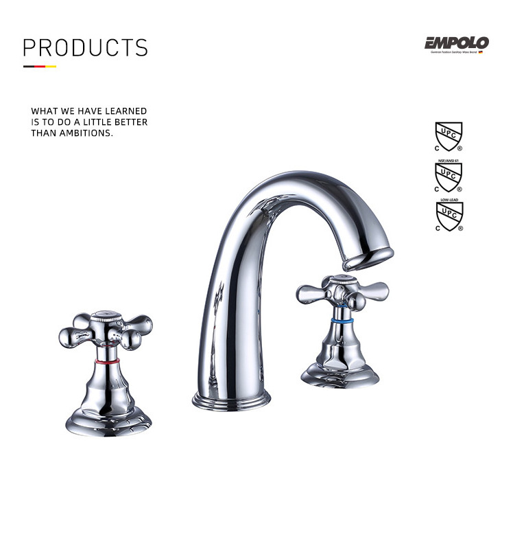 Empolo antique bath tap 3 Hole Faucet Best Wholesale Products Metal Tall Style Water Fall Bathroom Washbasin Mixer Tap