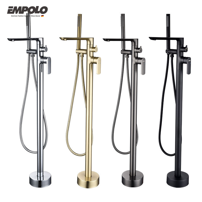 cUPC Brass Floor Mounted Stand Freestanding Bathtub Faucet With Handshower chrome copper free standing bath/shower mixer