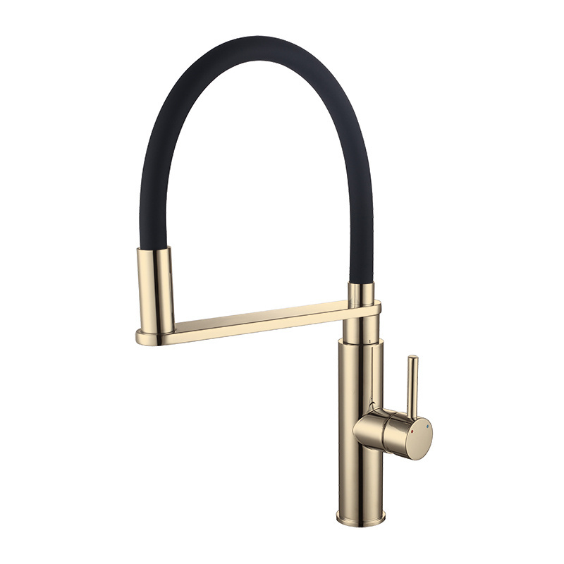 Modern Style Gold And Black Single Lever Brass Kitchen Mixer Faucets With Pull Out Spout Griferia Monocomando De Cocina