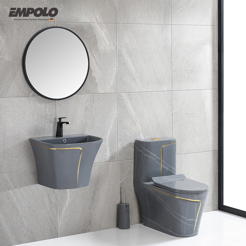 Empolo Sanitary ware hotel bathroom ceramic wc  toilet bowl color one piece gold toilet and sink toilets and sunks