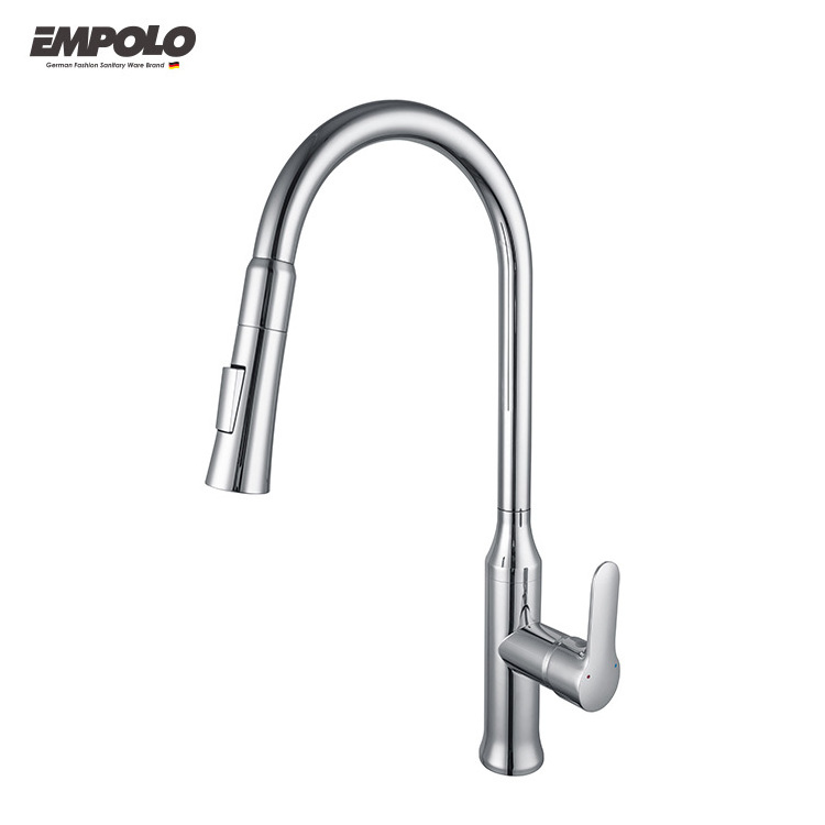 Empolo French gooseneck single handle pulldown pre-rinse restaurant kitchen sink waterfall faucet and mixers China Factory