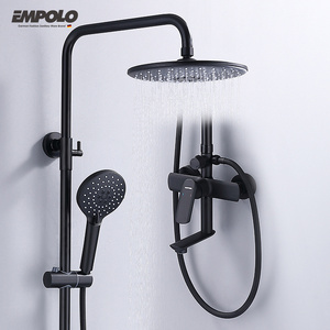 Empolo Modern luxury brass hotel shower set bathroom mixer set rainfall shower faucet matte black shower system