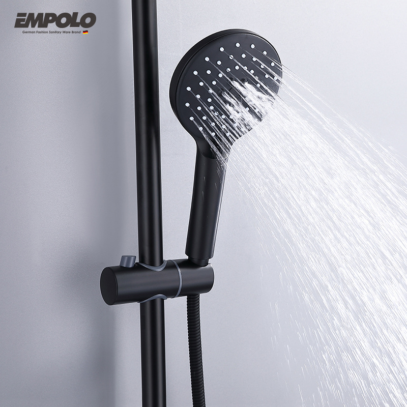 Empolo Modern luxury brass hotel shower set bathroom mixer set rainfall shower faucet matte black shower system