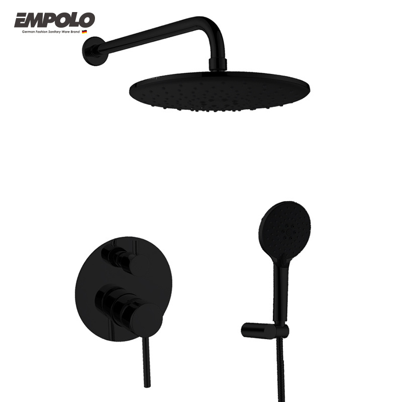 Empolo Bathroom Concealed Rain Shower Set Wall Mounted matt black Shower Trim Kit with Shower Valve douche italienne complet