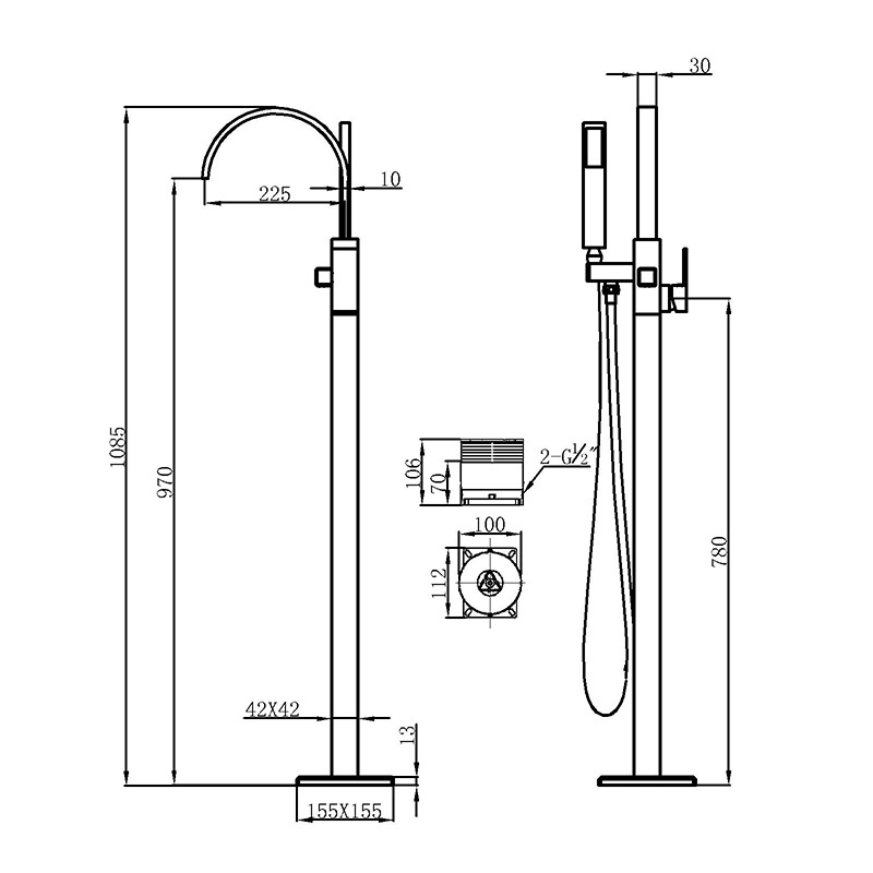 Empolo Hot and Cold Water Supplied chrome Finish Brass Freestanding UPC Bath Tub Faucet Mounted Shower Faucet