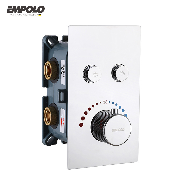 Empolo Modern Smart Chrome Single handle 2 Function brass concealed Thermostatic hot and cold Shower Mixer Diverter valve