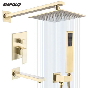 Empolo cUPC Gold Plated Sink Brass Wall Mounted Faucets Rainfall Water Mixers Taps Basin Hand Rain Bathroom Bath & Shower Faucet