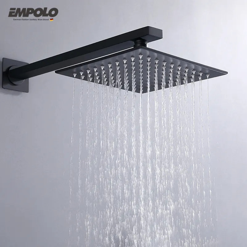 Empolo Black Bathroom Heads Shower System Bath & Shower Faucets Wall Mounted hotel Rainfall Concealed Shower Mixer Faucet Set