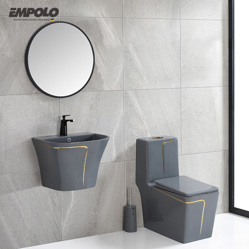 Empolo Sanitary ware hotel bathroom ceramic wc  toilet bowl color one piece gold toilet and sink toilets and sunks