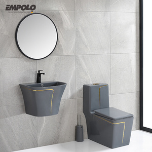 Empolo Sanitary ware hotel bathroom ceramic wc  toilet bowl color one piece gold toilet and sink toilets and sunks