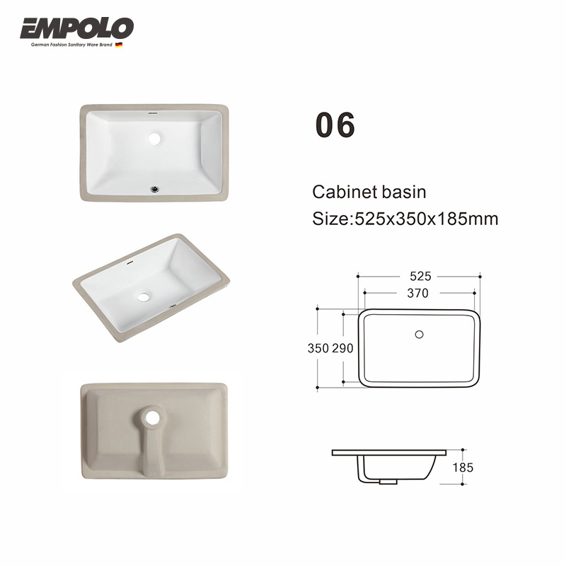 Empolo white bathroom vanity made in china ceramic basin rectangle under counter undermount sinks wash basin hotel basin sink