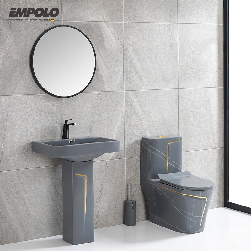 Empolo Sanitary ware hotel bathroom ceramic wc  toilet bowl color one piece gold toilet and sink toilets and sunks