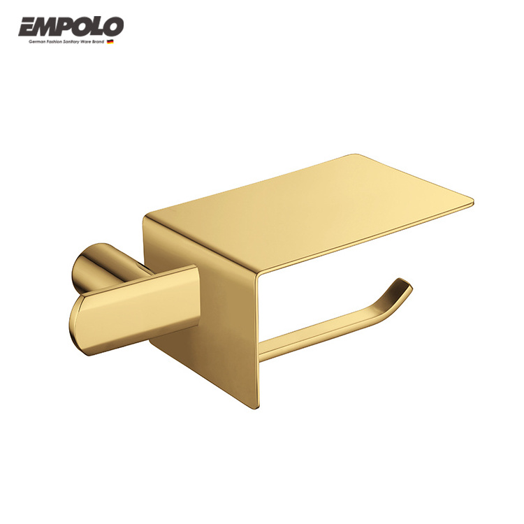 Empolo Luxury golden bathroom brass accessories set for hotel apartment bathroom project gold showergold bathroom accessories