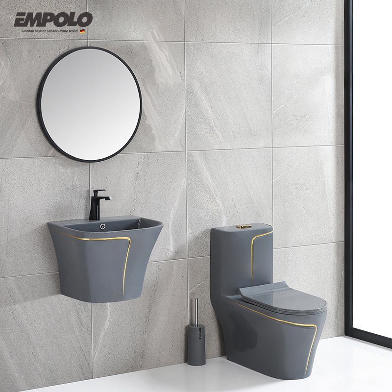 Empolo Sanitary ware hotel bathroom ceramic wc  toilet bowl color one piece gold toilet and sink toilets and sunks