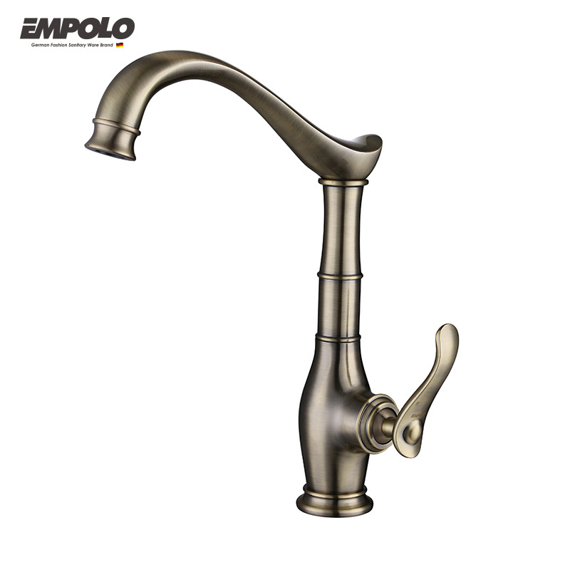 Empolo luxury 360 Degree Rotation Kitchen Vessel Bronze Sink Faucet Single Handle/Hole Brass Swivel Kitchen Mixer Taps