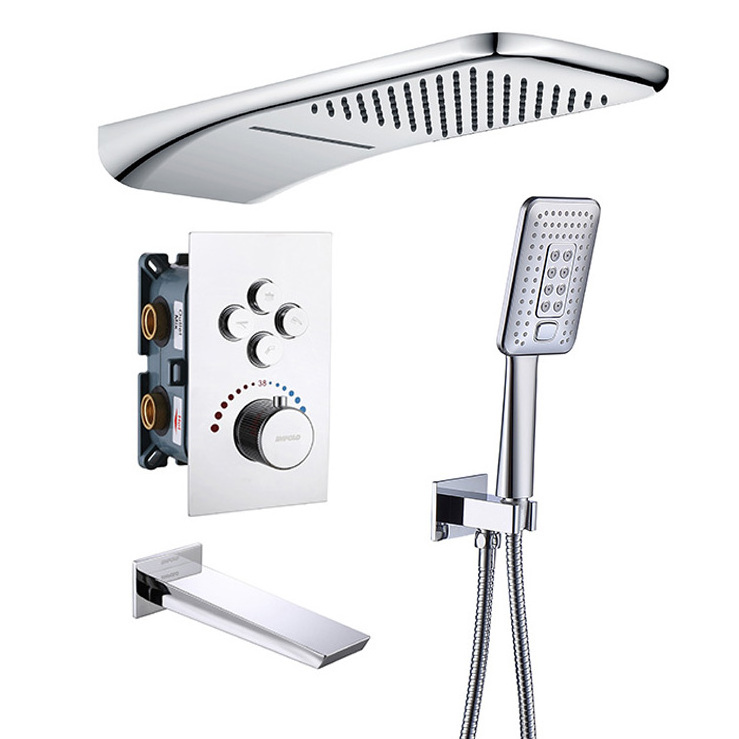 4 way thermostatic Temperature Mixing Anti-scalding control mixing faucet shower mixer tap valve diverter