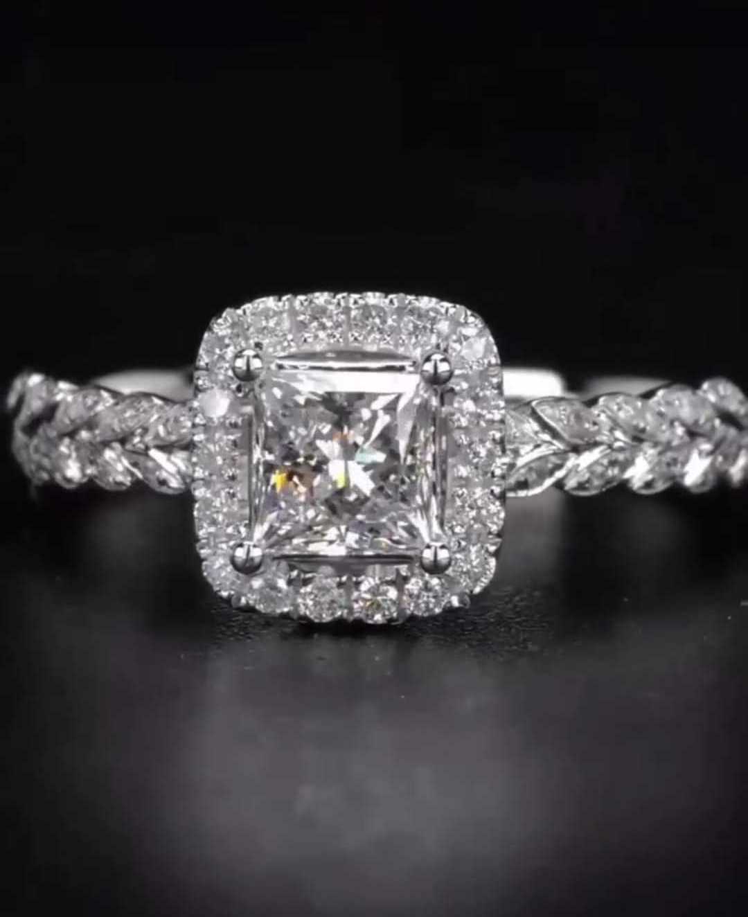 Custom Engagement 14K White Gold Lab Grown Diamond 1 Ct. Princess Cut with IGI Certified Ring for Women