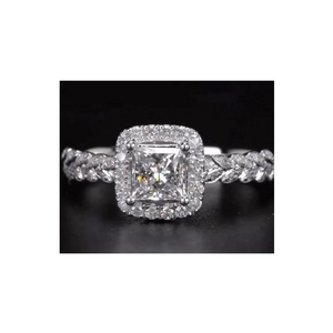 Custom Engagement 14K White Gold Lab Grown Diamond 1 Ct. Princess Cut with IGI Certified Ring for Women