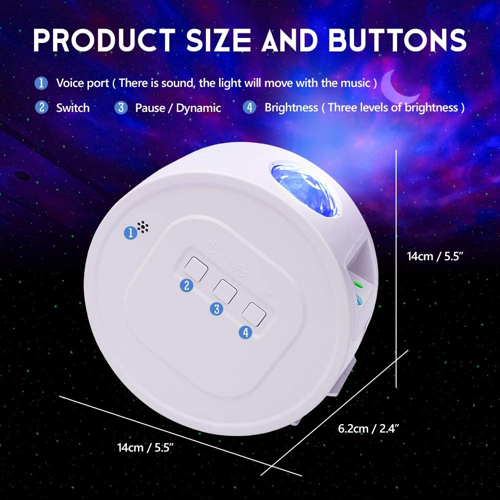 LED Laser Star Moon Projector Nebula Lamp Sound Control Starry Sky Night Light Projector