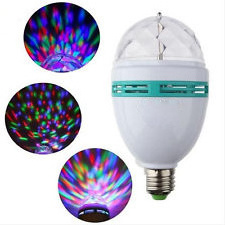 3W LED Full Color Auto Mini Party Light Lamp Energy Saving E27 Disco Rotating Bulb