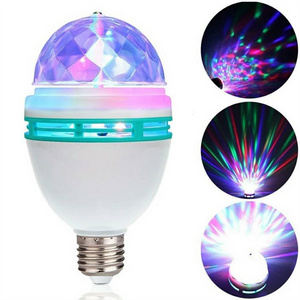 3W LED Full Color Auto Mini Party Light Lamp Energy Saving E27 Disco Rotating Bulb